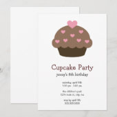 Cupcake Birthday Party-uitnodigingen Kaart (Voorkant / Achterkant)