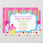 Cupcake Birthday Party-uitnodigingen Kaart (Voorkant / Achterkant)