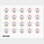 Cupcake Birthday Ronde Sticker (Vel)