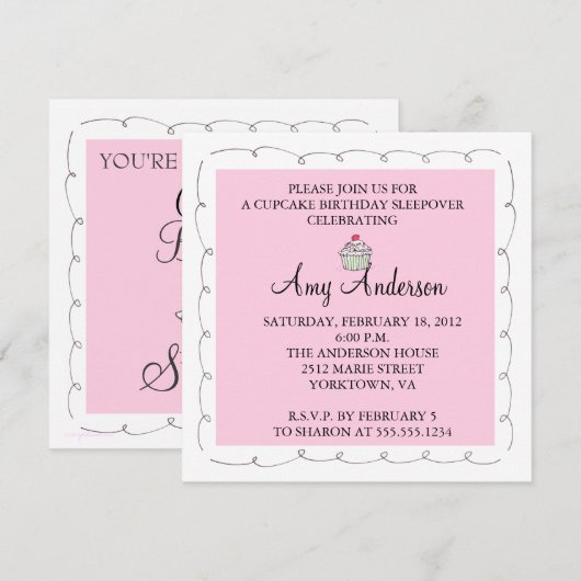 Cupcake Birthday Sleepover! Kaart (Voorkant / Achterkant)