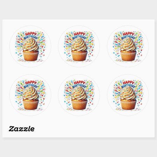 Cupcake Birthday Stickers (Vel)