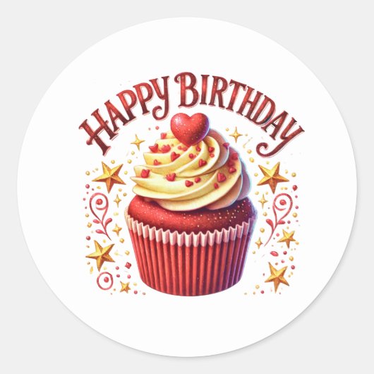 Cupcake Birthday Stickers (Voorkant)