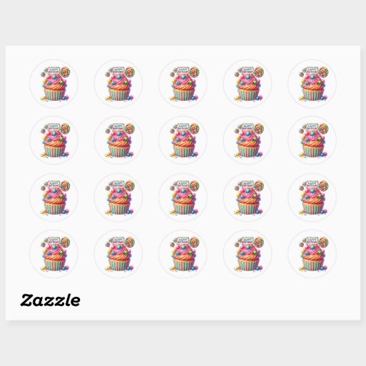 Cupcake Birthday Stickers (Vel)
