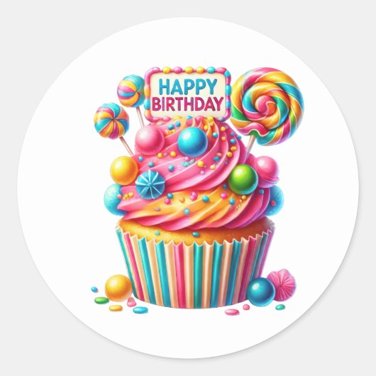 Cupcake Birthday Stickers (Voorkant)