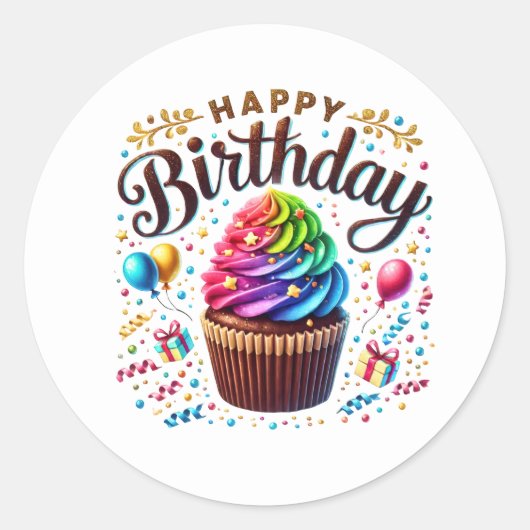 Cupcake Birthday Stickers (Voorkant)