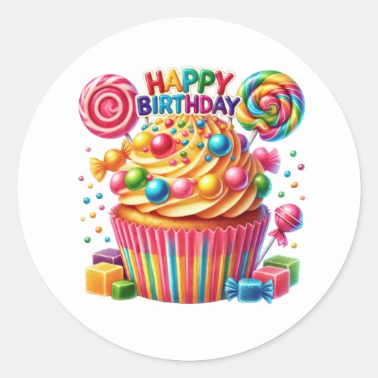 Cupcake Birthday Stickers (Voorkant)