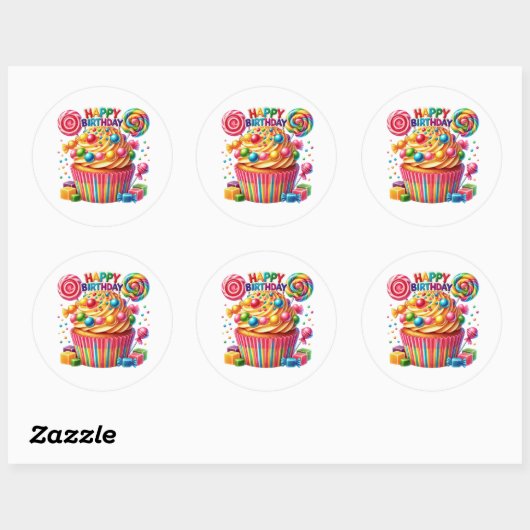 Cupcake Birthday Stickers (Vel)