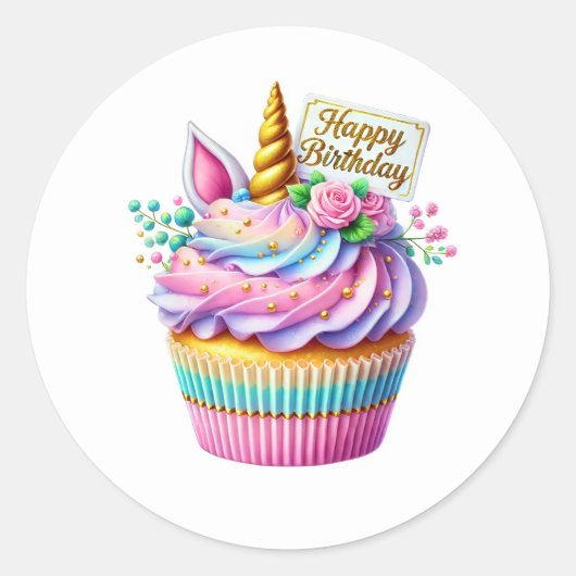 Cupcake Birthday Stickers (Voorkant)