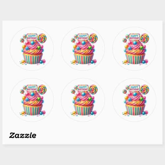 Cupcake Birthday Stickers (Vel)