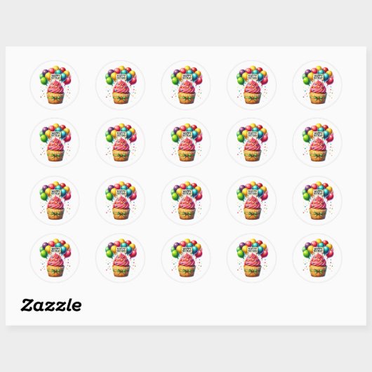 Cupcake Birthday Stickers (Vel)