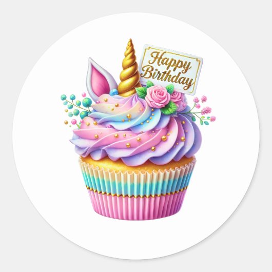 Cupcake Birthday Stickers (Voorkant)