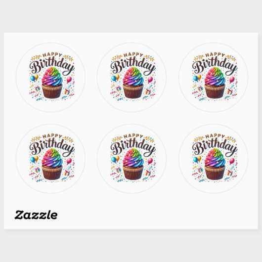 Cupcake Birthday Stickers (Vel)