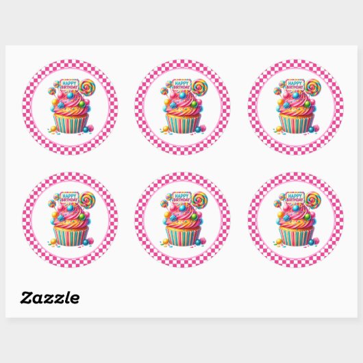 Cupcake Birthday Stickers (Vel)