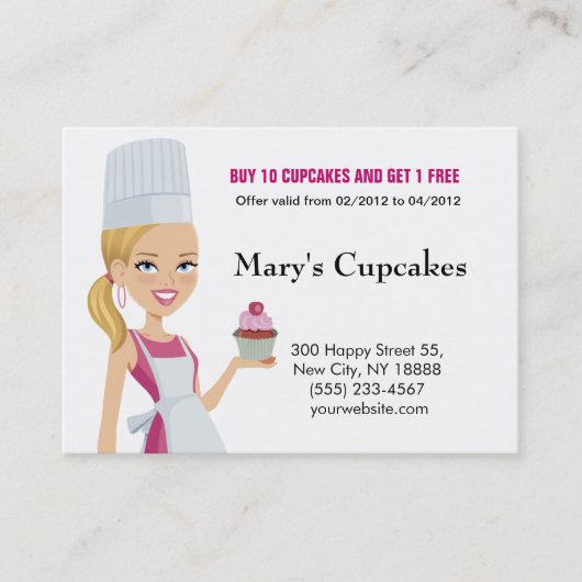 Cupcake Biz Card Blonde versie 1 Klantenkaartje (Voorkant)