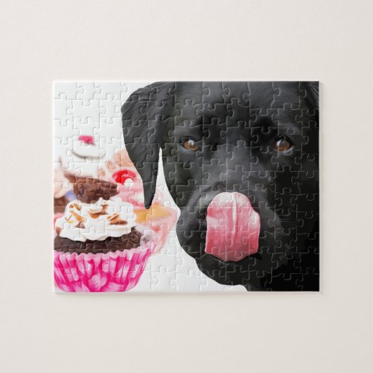 Cupcake & Black Labrador Legpuzzel (Horizontaal)