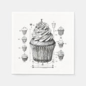 Cupcake Blauwdruk Monochromatisch Servet (Voorkant)