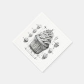 Cupcake Blauwdruk Monochromatisch Servet (Hoek)