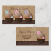 Cupcake Bloemroze blauw Paars Visitekaartje (Voorkant / Achterkant)