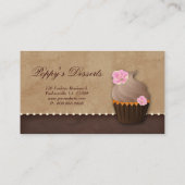 Cupcake Bloemroze blauw Paars Visitekaartje (Achterkant)