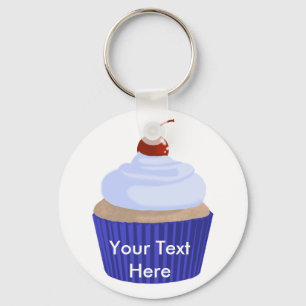 Cupcake-Blue op blauw Sleutelhanger