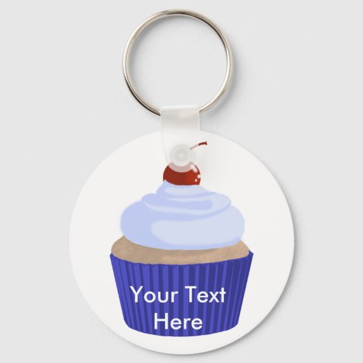 Cupcake-Blue op blauw Sleutelhanger (Voorkant)
