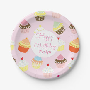 Cupcake Borden van zogenaamd roze Birthday Party Papieren Bordje