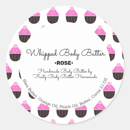Cupcake Boter Bad Merkverpakking Ronde Sticker (Voorkant)