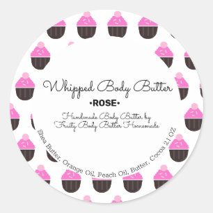 Cupcake Boter Bad Merkverpakking Ronde Sticker