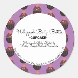 Cupcake Boter Bad Merkverpakking Ronde Sticker