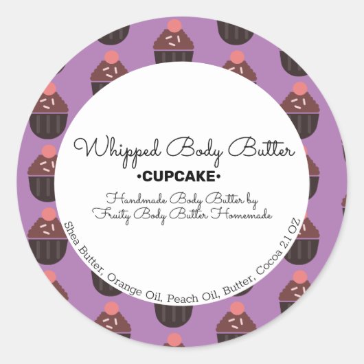 Cupcake Boter Bad Merkverpakking Ronde Sticker (Voorkant)