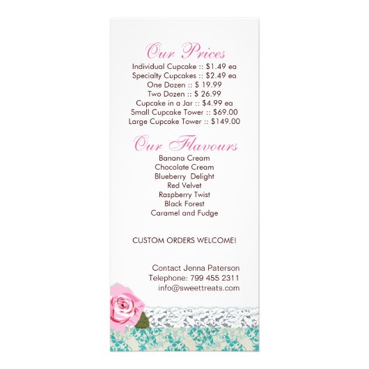  Cupcake Boutique Rack Kaart (Achterkant)