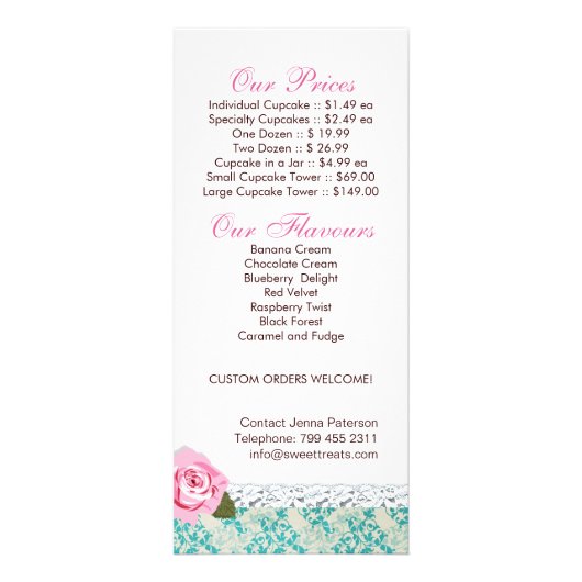  Cupcake Boutique Rack Kaart (Achterkant)