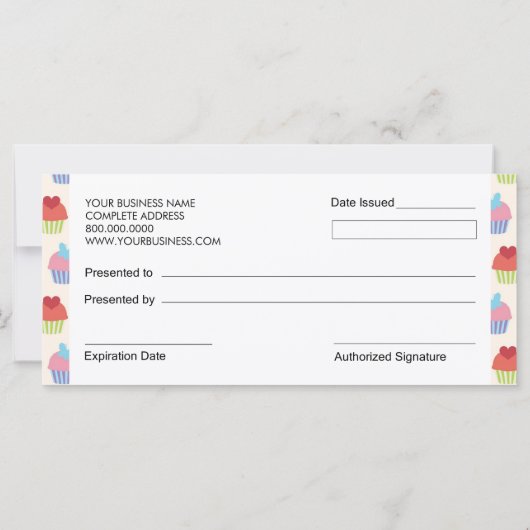 Cupcake Boutique Style Cadeaubonnen (Achterkant)
