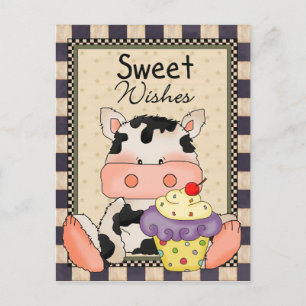 Cupcake briefkaart voor zoete koeienvangers