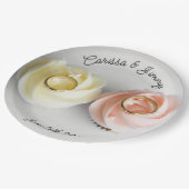 Cupcake bruidstaart roze geel papieren bordje (Gekanteld)