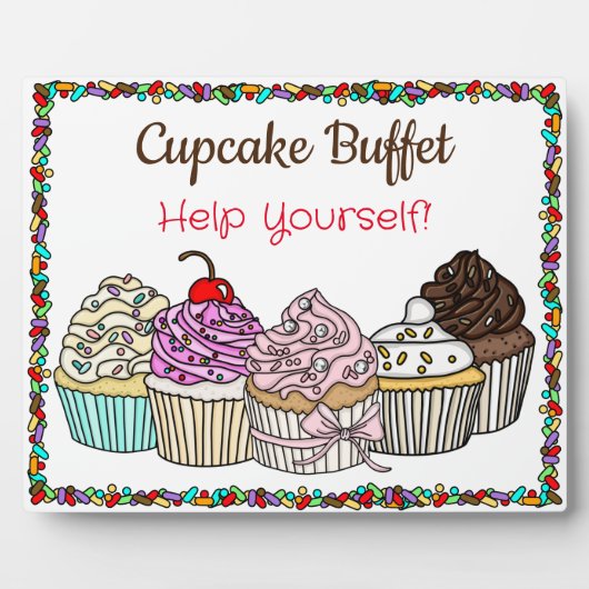 Cupcake Buffet| Weddenschap of Baby shower Fotoplaat (Voorkant)