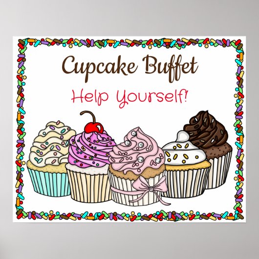 Cupcake Buffet| Weddenschap of Baby shower Poster (Voorkant)
