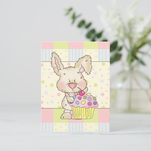 Cupcake Bunny briefkaart (Staand voorkant)
