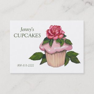 Cupcake Business, bakken, roze inkeping, roze Rose Visitekaartje