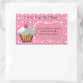 Cupcake Business of Box Label, Roze en Wit Rechthoekige Sticker (Tas)