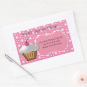 Cupcake Business of Box Label, Roze en Wit Rechthoekige Sticker (Envelop)