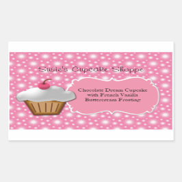 Cupcake Business of Box Label, Roze en Wit Rechthoekige Sticker