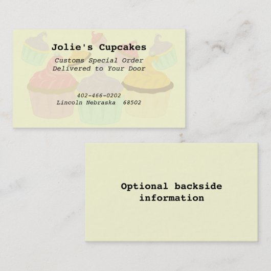 Cupcake Business - Visitekaartje (Voorkant / Achterkant)