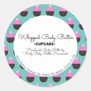 Cupcake Butter Bath Branding Packaging Ronde Sticker