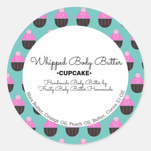 Cupcake Butter Bath Branding Packaging Ronde Sticker (Voorkant)