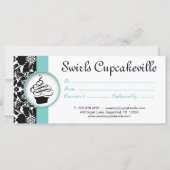 Cupcake Cadeaubon Floral Damask Blue Black (Achterkant)