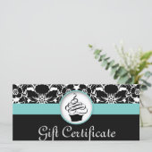 Cupcake Cadeaubon Floral Damask Blue Black (Staand voorkant)