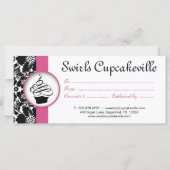 Cupcake Cadeaubon Floral Damask Pink Black (Achterkant)