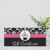 Cupcake Cadeaubon Floral Damask Pink Black (Staand voorkant)