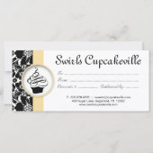 Cupcake Cadeaubon Floral Damask Yellow (Achterkant)